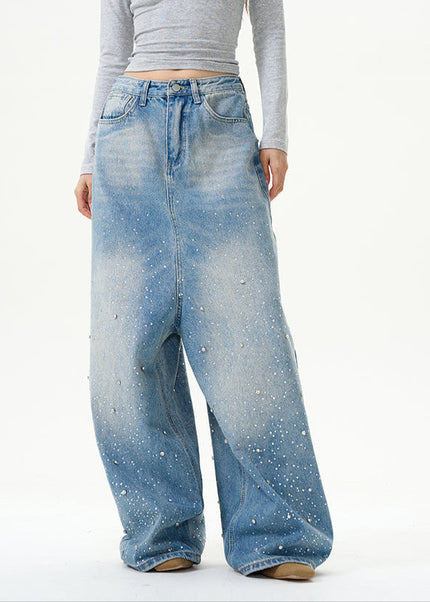 Blue High-Quality Loose Fit Wide-Leg Jeans - Women’s Jeans