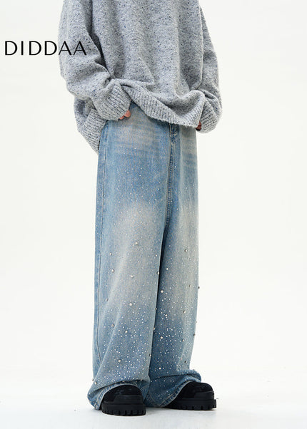 Blue High-Quality Loose Fit Wide-Leg Jeans - Women’s Jeans