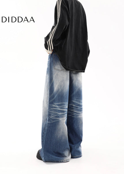 Blue High Waist Loose Fit Wide Leg Jeans - Women’s Jeans
