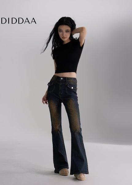 Blue High-Waisted Micro Flare Jeans Women’s Spring 2025 - Women’s Jeans
