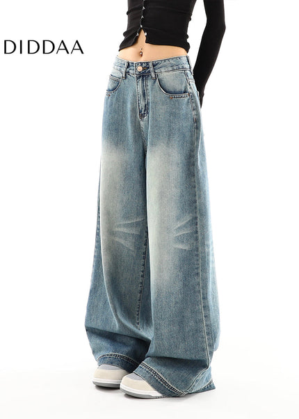 Blue High-Waisted Relaxed Wide-Leg Jeans - Women’s Jeans