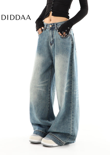 Blue High-Waisted Relaxed Wide-Leg Jeans - Women’s Jeans