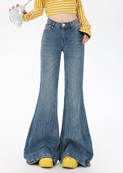 Blue High-Waisted Retro Bootcut Jeans for Women - Women’s Jeans