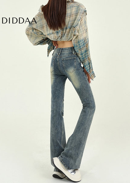 Blue High-Waisted Retro Bootcut Jeans for Women - Women’s Jeans