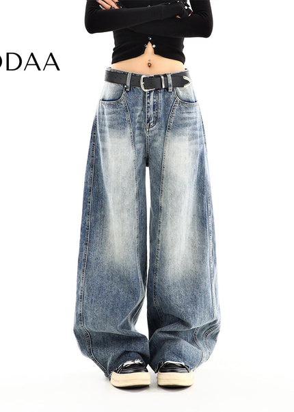 Blue High-Waisted Retro Scimitar Loose Leg Jeans - S / Blue - Women’s Jeans