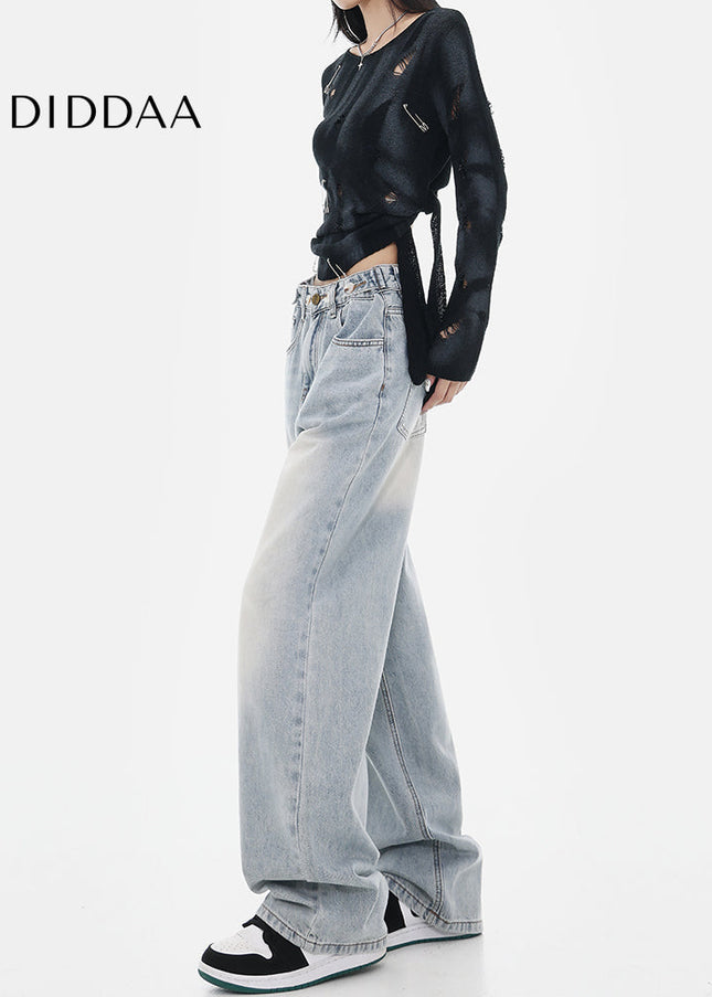 Blue High-Waisted Wide-Leg Jeans for Women - Women’s Jeans