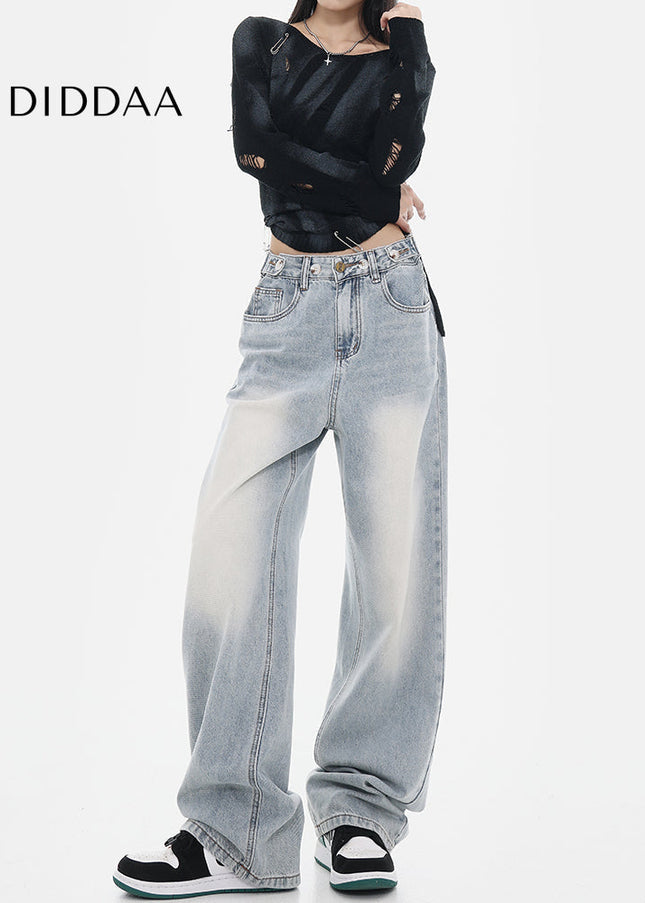 Blue High-Waisted Wide-Leg Jeans for Women - Women’s Jeans