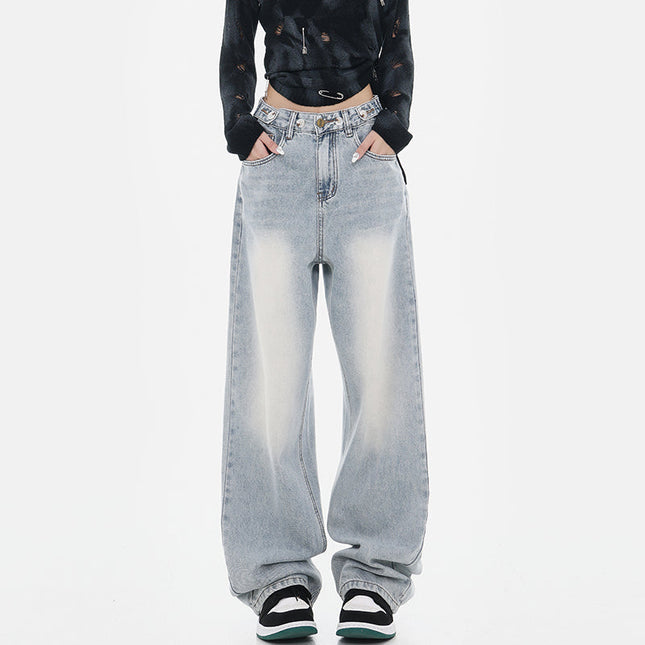 Blue High-Waisted Wide-Leg Jeans for Women - XS / Light Blue - Women’s Jeans