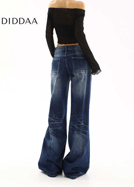 Blue Loose Fit American Retro Low Rise Jeans Women’s Spring 2025 - Women’s Jeans