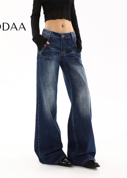 Blue Loose Fit American Retro Low Rise Jeans Women’s Spring 2025 - S / Dark Blue - Women’s Jeans