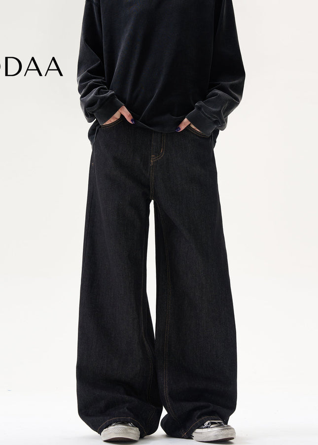 Blue Loose Fit Classic Retro Straight Jeans - S / Black - Men’s Jeans