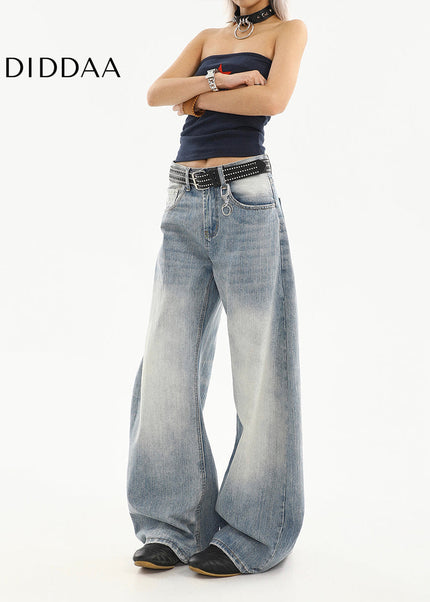 Blue Loose Fit High-Quality Long Scimitar Jeans - Women’s Jeans