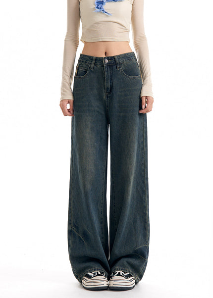 Blue Loose Fit High Waist Wide Leg Jeans - Women’s Jeans