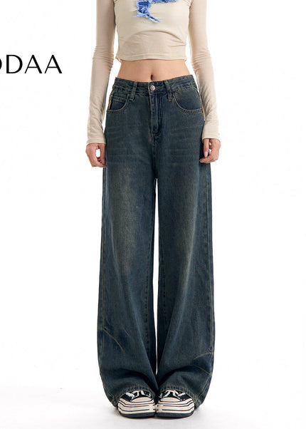 Blue Loose Fit High Waist Wide Leg Jeans - XS / Dark Blue - Women’s Jeans