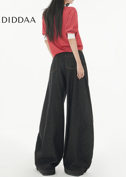 Blue Loose Fit Retro Wide-Leg Jeans for Women 2025 - Women’s Jeans