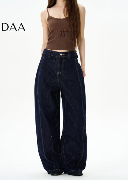 Blue Loose Fit Scimitar Jeans for Trendy Men - S / Dark Blue - Women’s Jeans