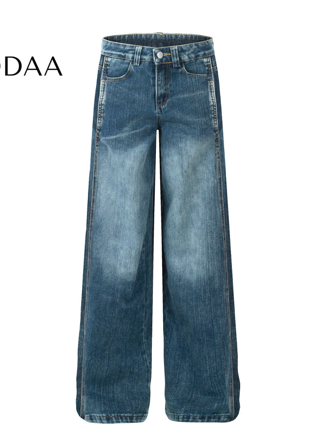 Blue Loose Fit Slub Wash Machetar Jeans for Everyone - S / Blue - Women’s Jeans