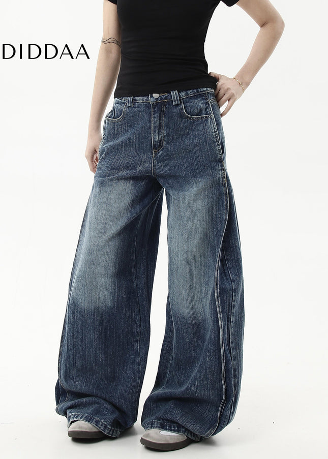 Blue Loose Fit Slub Wash Machetar Jeans for Everyone - Women’s Jeans