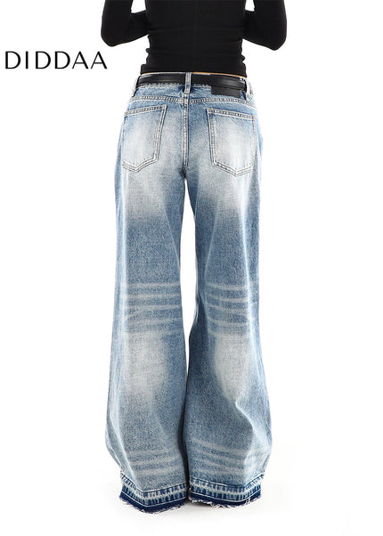 Blue Loose Fit Spice Girls Low-Rise Wide-Leg Jeans - Women’s Jeans