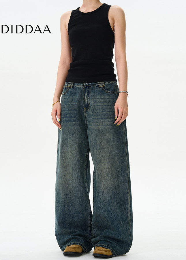 Blue Loose Fit Vintage Wash Jeans for Men and Women - Men’s Jeans