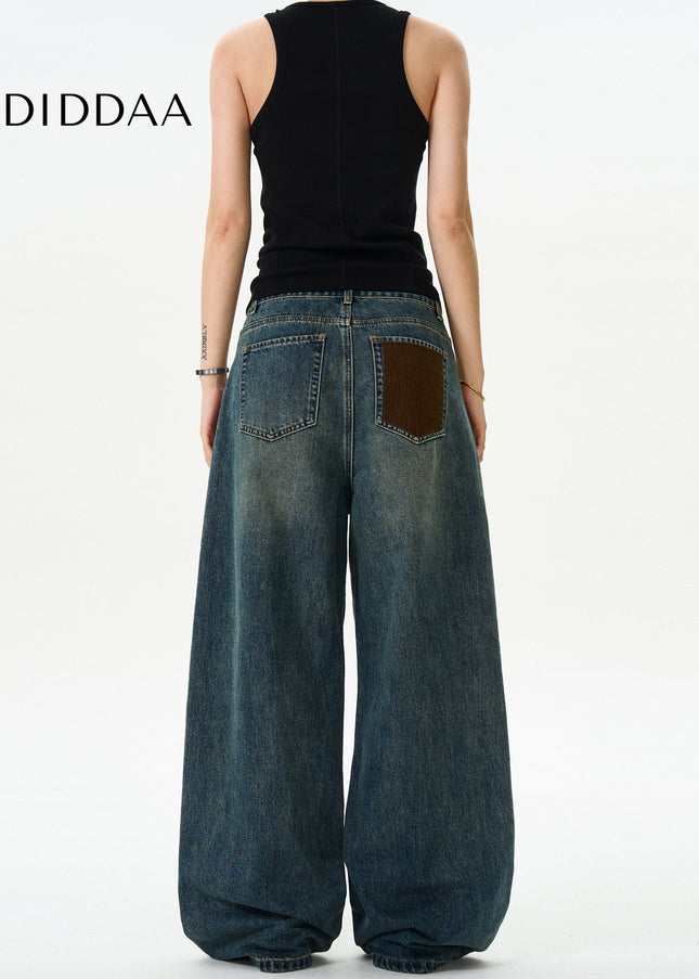 Blue Loose Fit Vintage Wash Jeans for Men and Women - Men’s Jeans