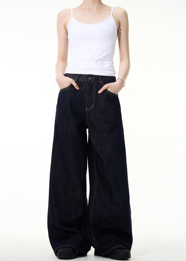 Blue Loose Fit Wide Leg Cleanfit Jeans for All - Men’s Jeans