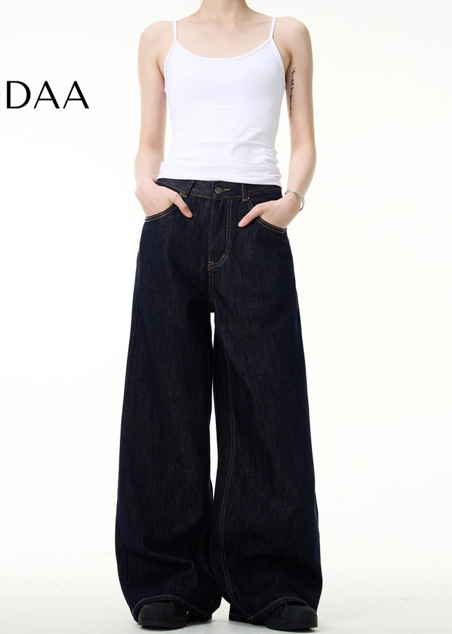 Blue Loose Fit Wide Leg Cleanfit Jeans for All - S / Dark Blue - Men’s Jeans