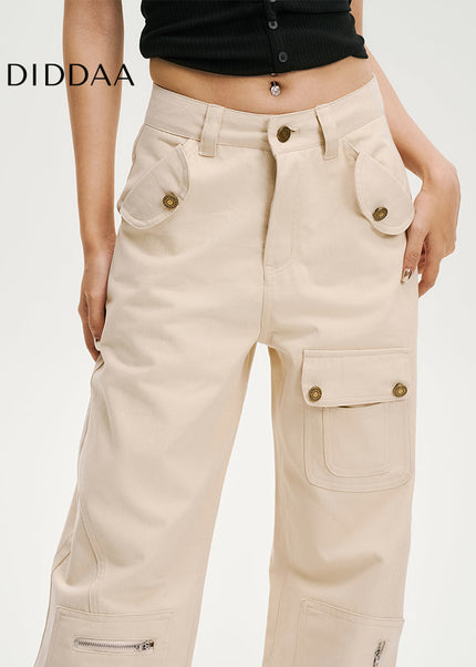 Blue Multi-Pocket Loose Bootcut Cargo Jeans Women’s - Women’s Jeans