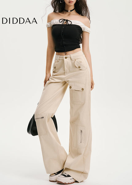 Blue Multi-Pocket Loose Bootcut Cargo Jeans Women’s - Women’s Jeans