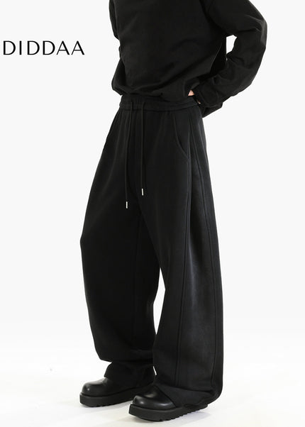 Blue Retro Distressed Loose Wide-leg Sweatpants - Unisex Sweatpants