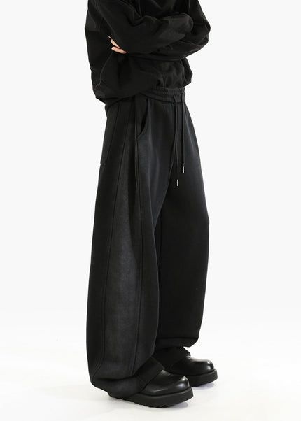 Blue Retro Distressed Loose Wide-leg Sweatpants - Unisex Sweatpants