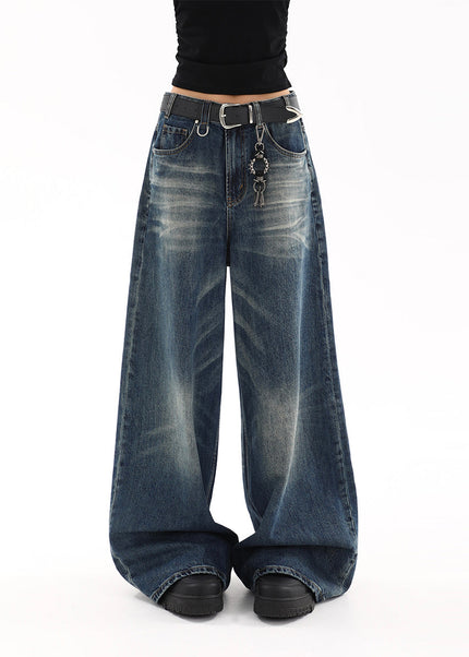 Blue Retro Distressed Wide-Leg Jeans Women’s 2025 - Women’s Jeans