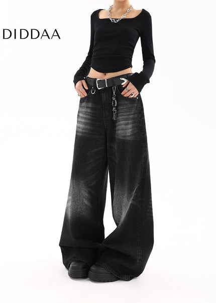 Blue Retro Distressed Wide-Leg Jeans Women’s 2025 - Women’s Jeans