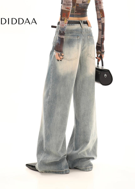 Blue Retro Loose-Fit Straight-Leg Jeans - Women’s Jeans