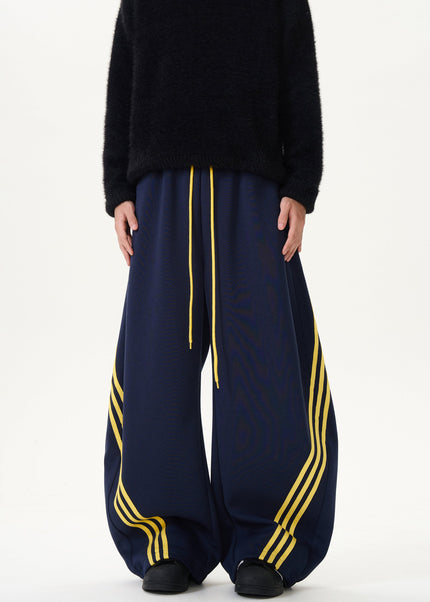Blue Retro Stripe Draped Scimitar Sweatpants - Unisex Sweatpants