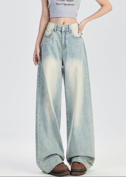 Blue Retro Wash Loose High-Waisted Wide-Leg Jeans - Women’s Jeans