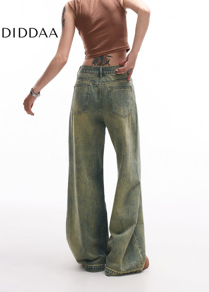 Blue Retro Washed Loose Straight-Leg Jeans - Women’s Jeans