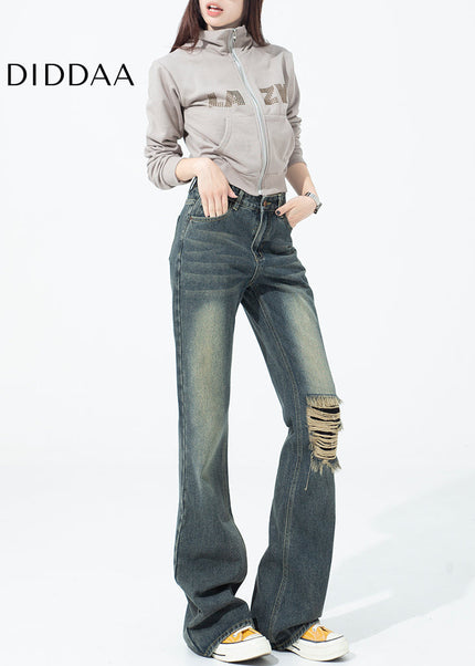 Blue Ripped High Street Bootcut Jeans for Women - Women’s Jeans