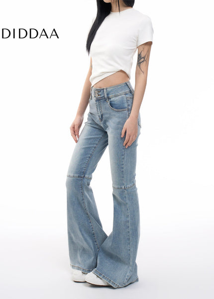 Blue Slim Fit Slightly Flared AGUA American Retro Jeans - Women’s Jeans
