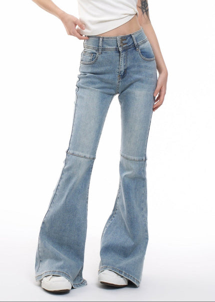 Blue Slim Fit Slightly Flared AGUA American Retro Jeans - Women’s Jeans