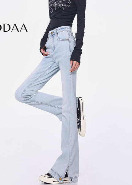 Blue Vintage Bootcut Jeans with Horseshoe Design - S / Light Blue - Women’s Jeans