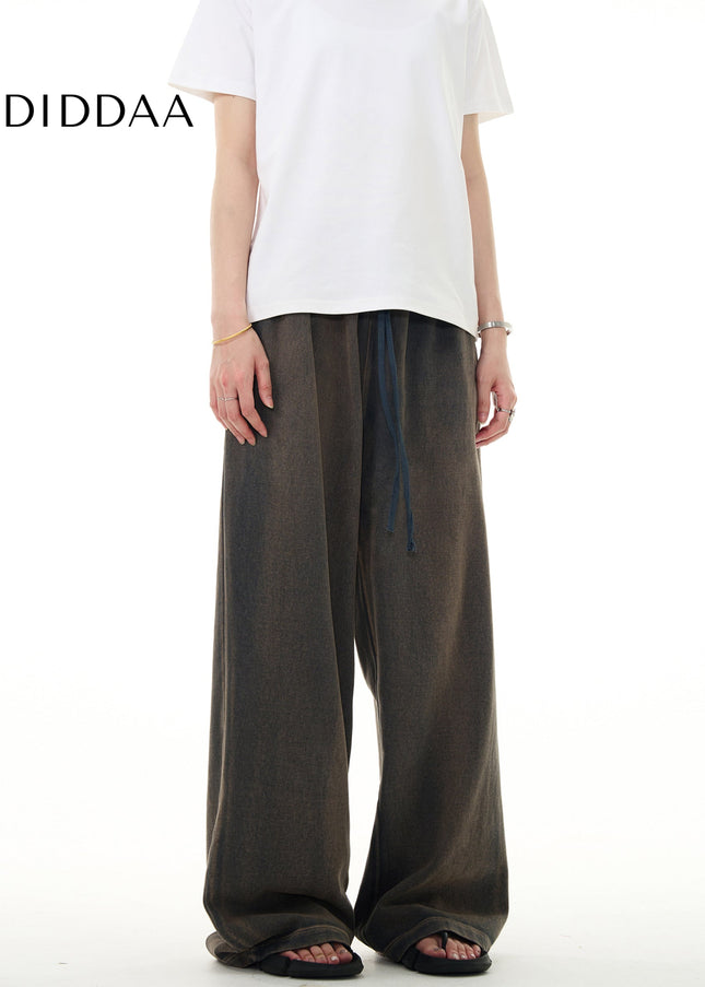 Blue Vintage Washed Loose Fit Wide-Leg Pants for All - Men’s Jeans