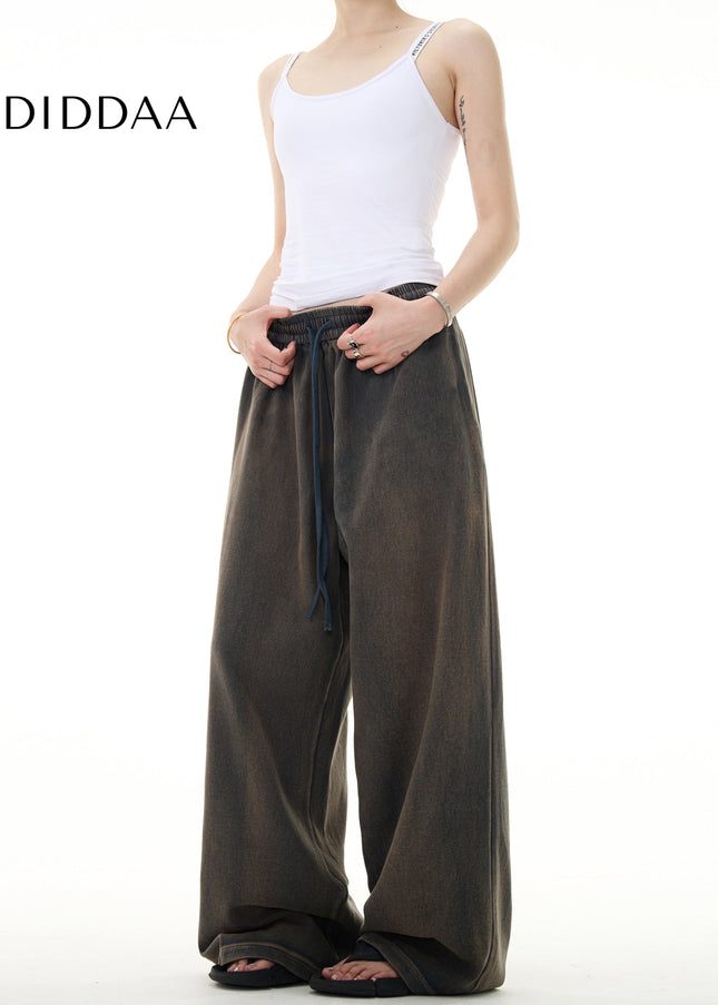 Blue Vintage Washed Loose Fit Wide-Leg Pants for All - Men’s Jeans