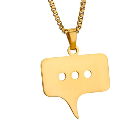 Blurb Pendant Necklace | Gold Silver Speech Bubble Chain
