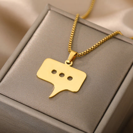Blurb Pendant Necklace | Gold Silver Speech Bubble Chain - Gold - Necklaces