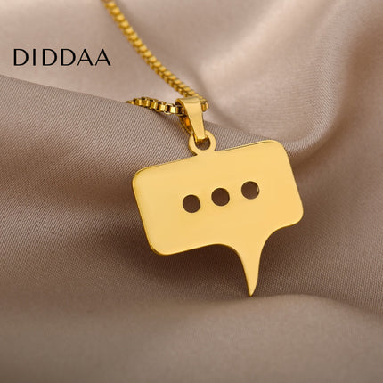 Blurb Pendant Necklace | Gold Silver Speech Bubble Chain - Necklaces