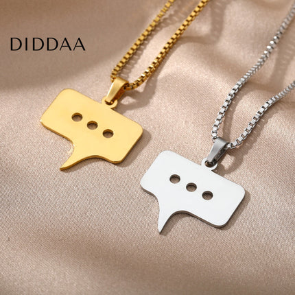 Blurb Pendant Necklace | Gold Silver Speech Bubble Chain - Silver - Necklaces