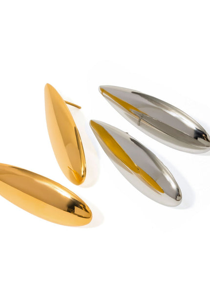 European and American 18K gold stainless steel glossy waterdrop earrings ins minimalist style niche unique high-end titanium steel stud earrings