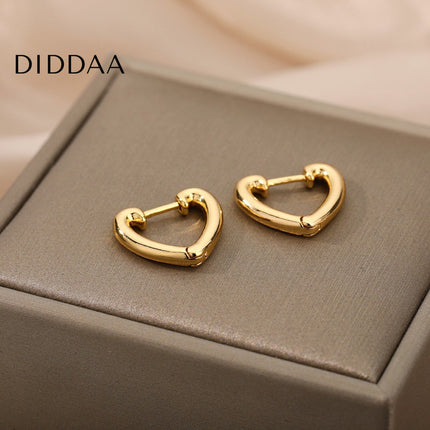 Catalina Earrings | Gold Cute Hollow Love Heart Hoop Earrings - Earrings