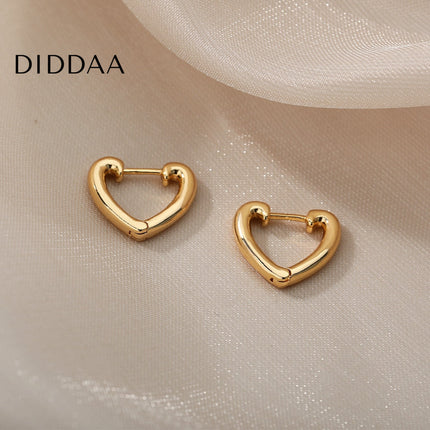 Catalina Earrings | Gold Cute Hollow Love Heart Hoop Earrings - Earrings